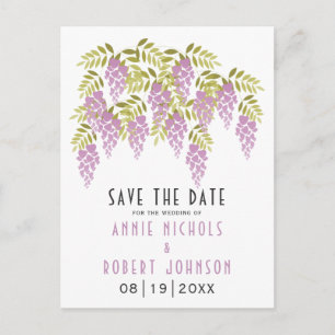 Cartão Postal De Anúncio Casamento de primavera com glicínias lilás Salve a