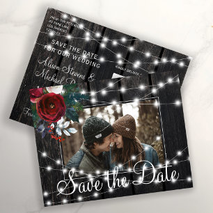 Cartão Postal De Anúncio Casamento de salvamento de foto do casarão rústico