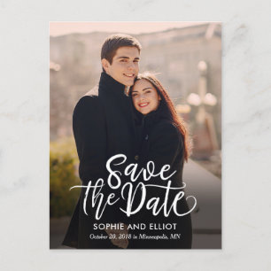 Cartão Postal De Anúncio Casamento de Script Quirky Salva O Cartão-Postal D