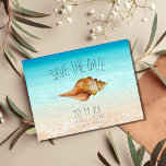 Cartão Postal De Anúncio Casamento de Seashell no Oceano de Praia Salve as<br><div class="desc">Guarde os cartões postais para o seu próximo casamento na praia de verão num design casual de concha de praia. Estes cartões postais são perfeitos para um casamento na praia, costeira, tropical ou ilha. Personalize o lado frontal do cartão postal com seus nomes, data do casamento e local. Adicione seu...</div>