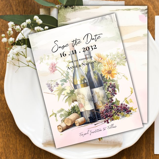 Cartão Postal De Anúncio Casamento De Vinha Rústica Chic, Inspirado Em Vinh (Chic Rustic Winery Grapevine-Inspired Wedding Announcement Postcard)