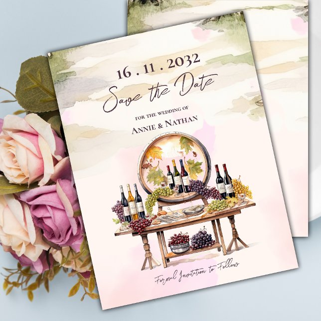 Cartão Postal De Anúncio Casamento De Vinhas Com Inspiração De Uvas Tóxicas (Rustic Chic Grapevine-Inspired Winery Wedding Announcement Postcard)