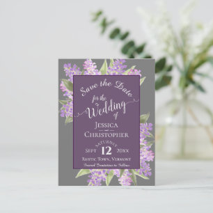 Cartão Postal De Anúncio Casamento de Watercolor Lilacs Boho Salva a Cinza