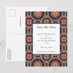 Cartão Postal De Anúncio Casamento Decorativo de Design das Formas das Flor