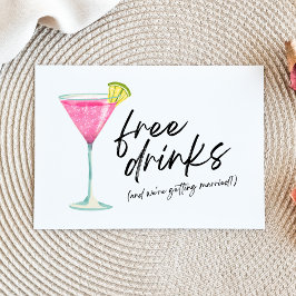 Cartão Postal De Anúncio Casamento Divertido e Econômico com Bebidas Grátis