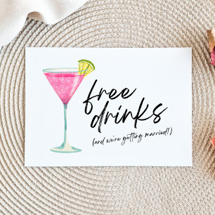Cartão Postal De Anúncio Casamento Divertido e Econômico com Bebidas Grátis