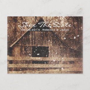 Cartão Postal De Anúncio casamento do celeiro de inverno na região russa do