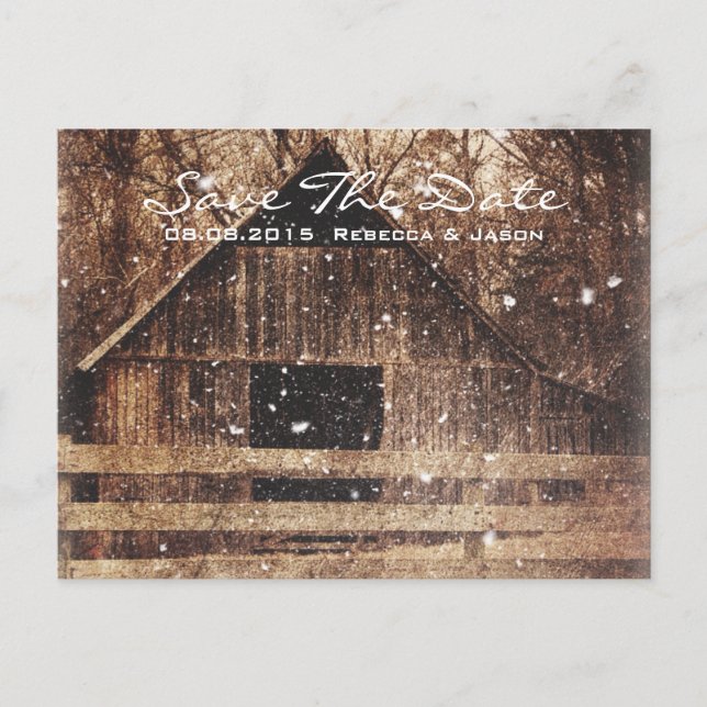 Cartão Postal De Anúncio casamento do celeiro de inverno na região russa do (Frente)