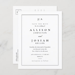 Cartão Postal De Anúncio Casamento do Monograma Clássico Salvar a Data