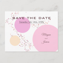 Cartão Postal De Anúncio Casamento dos Círculos de Confetti Rosa