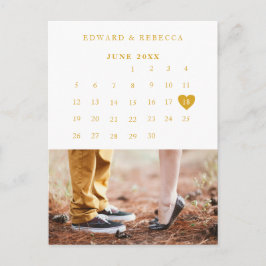 Cartão Postal De Anúncio Casamento Dourado do Calendário de Fotografias Ele