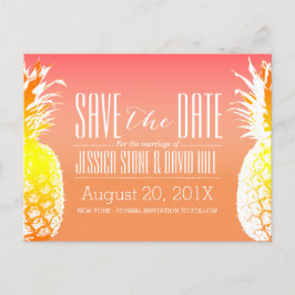 Cartão Postal De Anúncio Casamento Elegante de Abacaxi Tropical Salvar a Da
