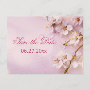 Cartão Postal De Anúncio Casamento Elegante De Cherry Blossom Salva As Data