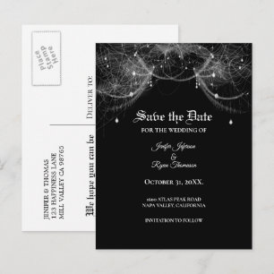 Cartão Postal De Anúncio Casamento elegante de halloween salvar cartão pos