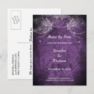 Cartão Postal De Anúncio Casamento elegante de halloween salvar cartão pos