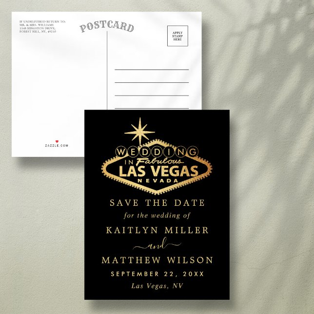 Cartão Postal De Anúncio Casamento Elegante Em Las Vegas Salve A Data (Criador carregado)