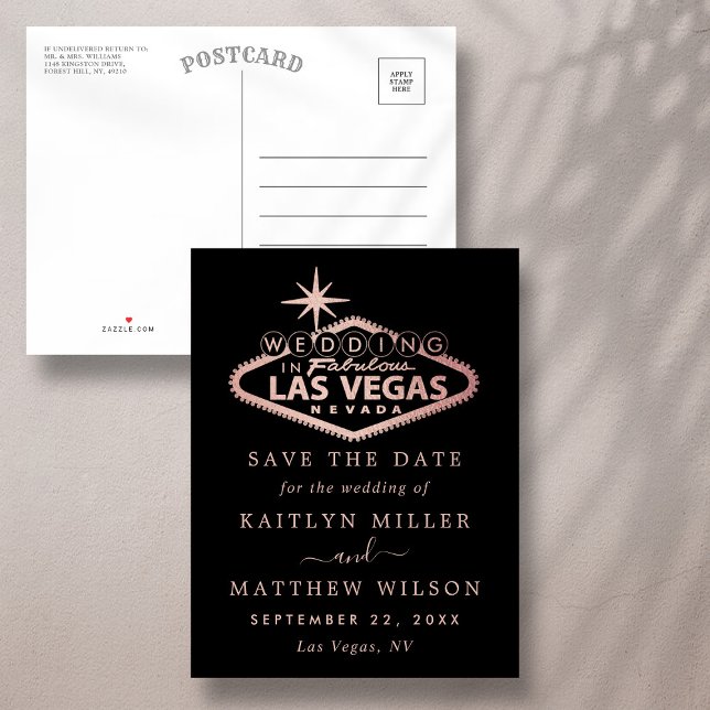 Cartão Postal De Anúncio Casamento Elegante Em Las Vegas Salve A Data (Criador carregado)