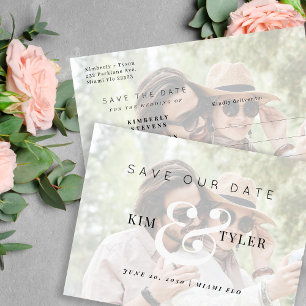 Cartão Postal De Anúncio Casamento elegante moderno salve a foto da data