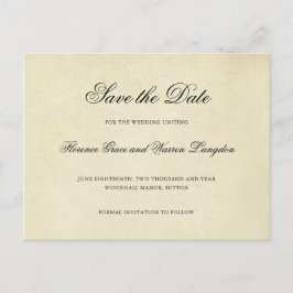 Cartão Postal De Anúncio Casamento Elegante Vintage Salve a Data