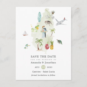 Cartão Postal De Anúncio Casamento em Saint Lucia - Salve a Data