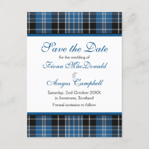 Cartão Postal De Anúncio Casamento escocês Clarke Clark Tartan Salvar a Da