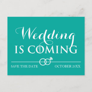 Cartão Postal De Anúncio Casamento está chegando Salve a Data Branca