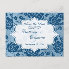 Cartão Postal De Anúncio Casamento Floral Branco Dusty Salve o Cartão de Da