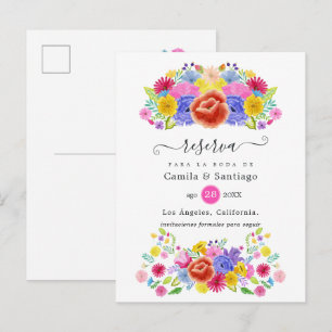 Cartão Postal De Anúncio Casamento Floral Fiesta Espanhola Salve a Data