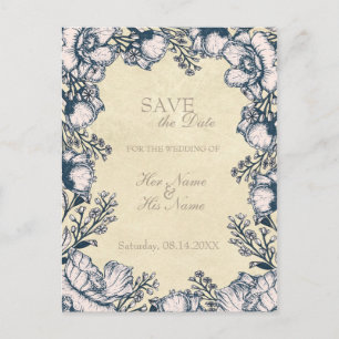 Cartão Postal De Anúncio Casamento Floral Flor de Vinheta Rústica SALVE o D