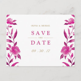 Cartão Postal De Anúncio Casamento floral rosa Chinoiserie salvar a data