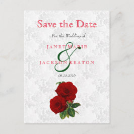Cartão Postal De Anúncio Casamento Floral Rosa Vermelho Intenso - Salve a D