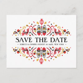 Cartão Postal De Anúncio Casamento Folk Russo Art Khokhloma