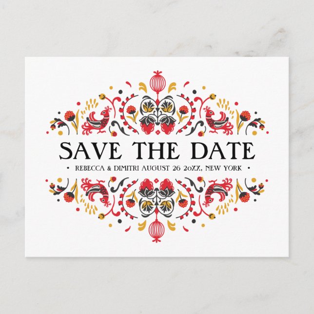 Cartão Postal De Anúncio Casamento Folk Russo Art Khokhloma (Frente)