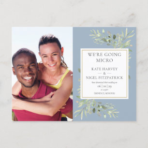 Cartão Postal De Anúncio Casamento Fotográfico Micro Downsized Dusty Blue G