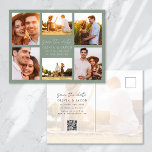 Cartão Postal De Anúncio Casamento Fotográfico Moderno Manuscrito 6 Salve A<br><div class="desc">Convide amigos e família para salvar a data do seu casamento com este cartão com fotos moderno</div>