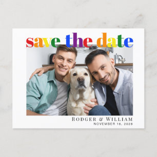 Cartão Postal De Anúncio Casamento Gay Arco-íris Foto Save The Date