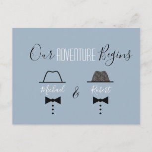 Cartão Postal De Anúncio Casamento Gay Blue Dusty Save The Date