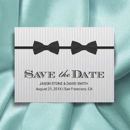 Cartão Postal De Anúncio Casamento Gay Gravata Borboleta Dupla Salve a Data