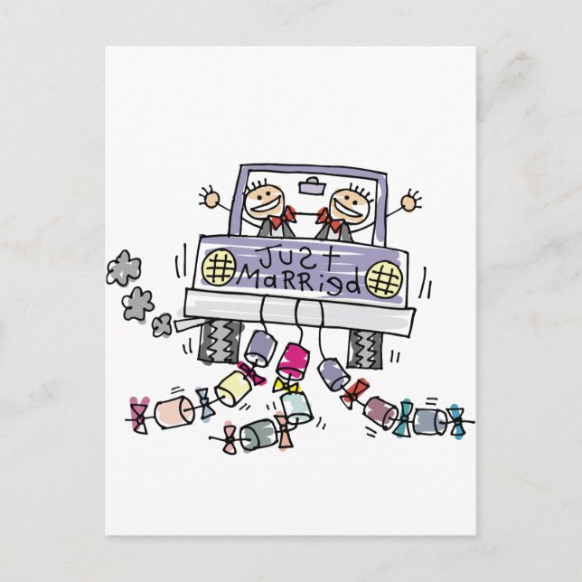 Cartão Postal De Anúncio Casamento Gay Recém-Casados (Frente)
