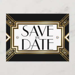 Cartão Postal De Anúncio Casamento Geométrico da Deco Arte Glamorosa Salva