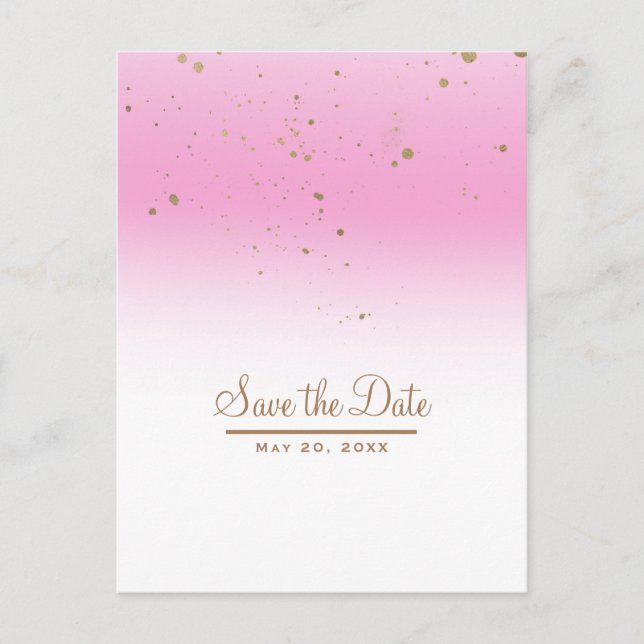 Cartão Postal De Anúncio Casamento glamoroso moderno rosa e dourado - salva (Frente)