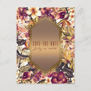 Cartão Postal De Anúncio Casamento Hawaiian Golden Tropics - Salve a Data