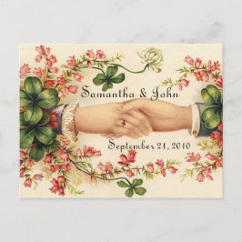 Cartão Postal De Anúncio Casamento irlandês Salve a data