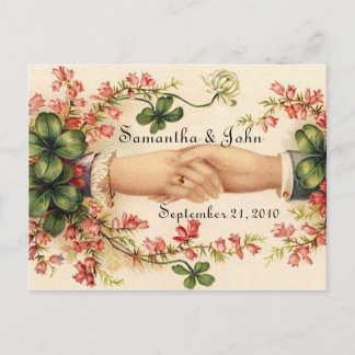 Cartão Postal De Anúncio Casamento irlandês Salve a data