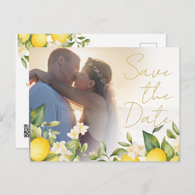 Cartão Postal De Anúncio Casamento Limões Sobreposição de Foto Citrus Salva (Frente/Verso)