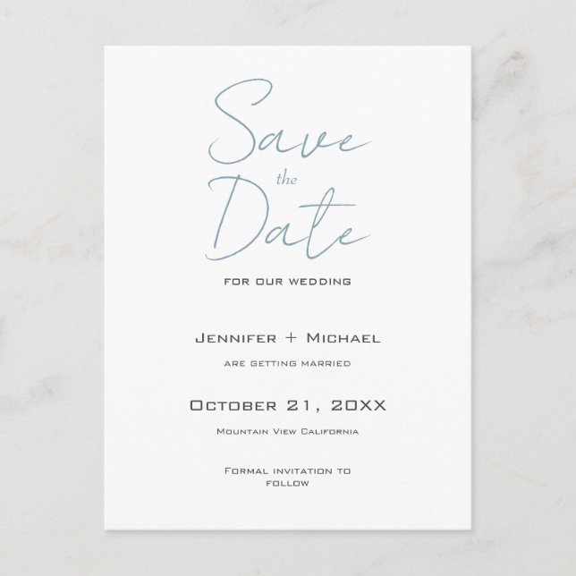 Cartão Postal De Anúncio Casamento Minimalista de Caligrafia (Frente)