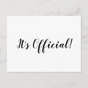 Cartão Postal De Anúncio Casamento Minimalista de Letra É Oficial Nos Fugam