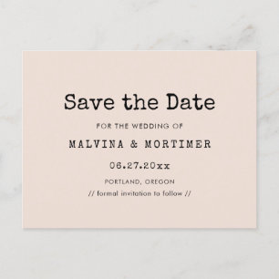 Cartão Postal De Anúncio Casamento minimalista de máquina de escrever salva