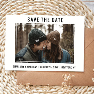 Cartão Postal De Anúncio Casamento Minimalista Moderno SALVE A DATA c/ FOTO