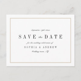 Cartão Postal De Anúncio Casamento minimalista sofisticado, salve a data